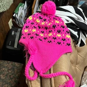 Pink and Yellow Kids Winter Hat